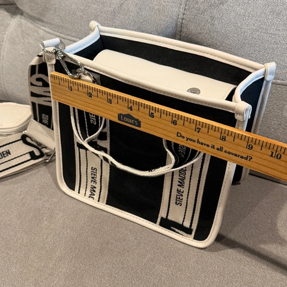 Steve Madden BWEBBER Canvas Tote/Crossbody - Black/White - Picture 7 of 11